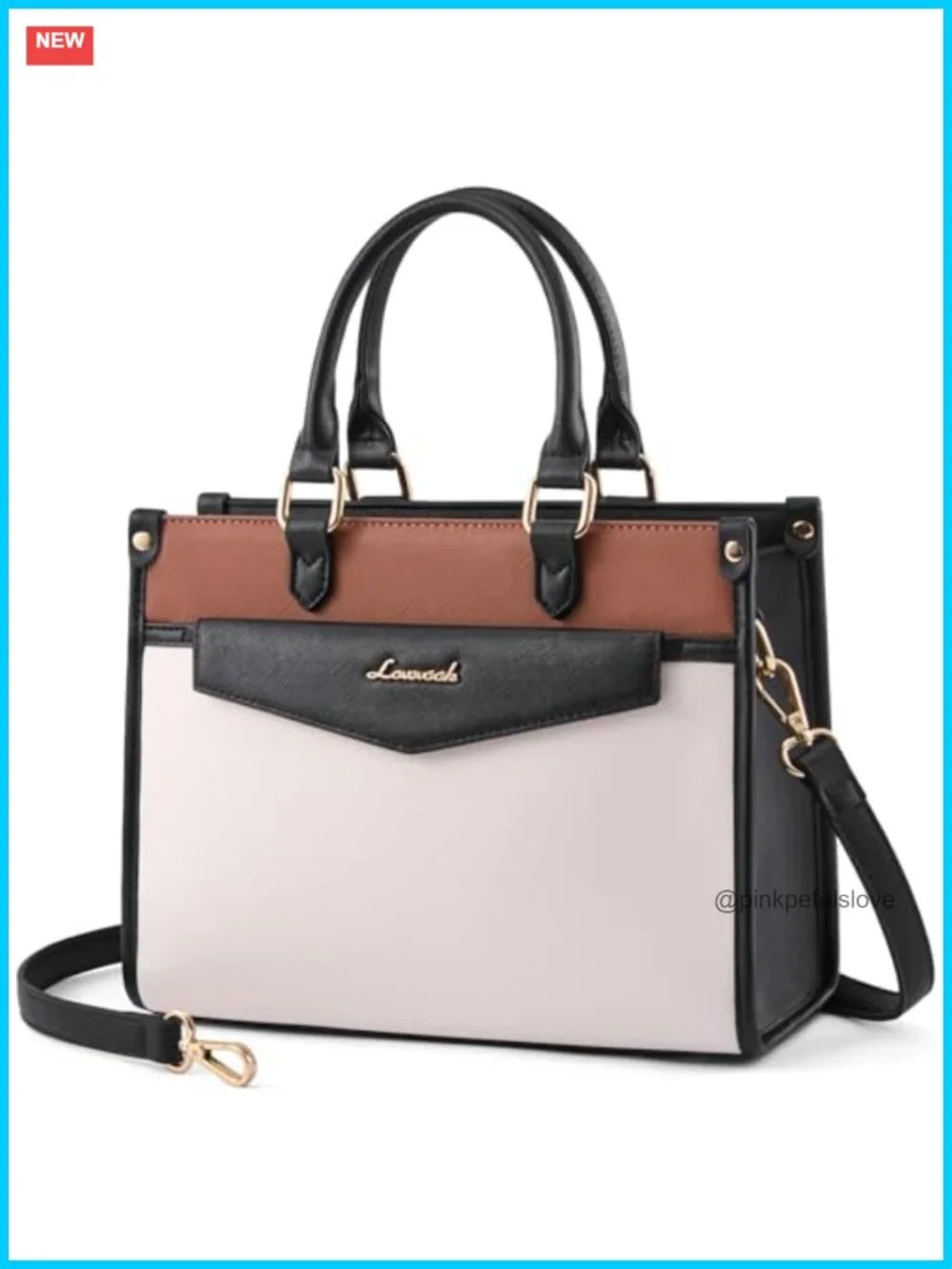 PU Leather Satchel Tote Purse with Magnetic Flap, Crossbody Shoulder Bag for